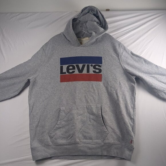 Levis Logo Spell Out Gray Hoodie Mens XL Pullover Hooded Sweatshirt Standard - Picture 7 of 16